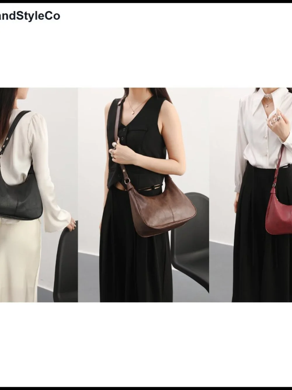 Vegan Leather Hobo Shoulder Bag Crossbody Purse Adjustable Strap